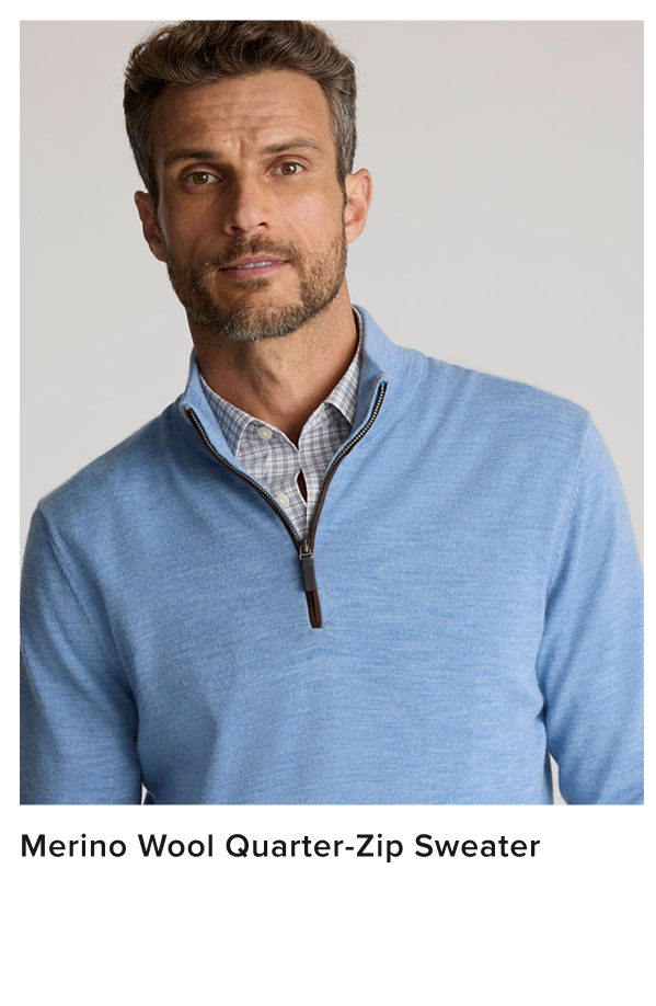 When fall weather turns brisk, but a jacket is too warm, just grab this cool sweater. Made from 100% breathable wool, this quarter-zip sweater naturally regulates your body temperature so you won't overheat. The mock collar, easy zipper, and solid color give it an elevated style that still feels laid-back. Layer it over one of our perfect-fitting untucked button-downs with a pair of Classic Chino Pants for an effortless look this season.