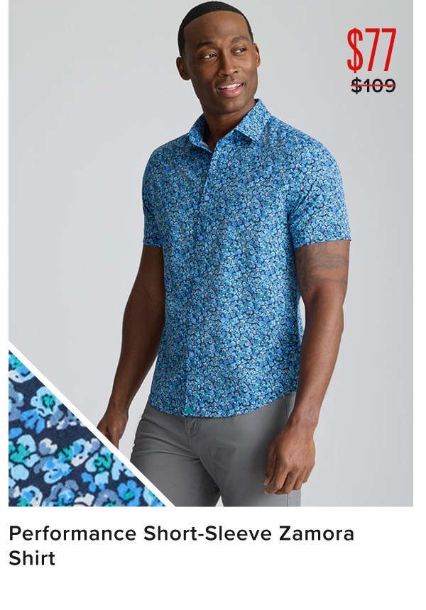 $77 Performance Short-Sleeve Zamora Shirt