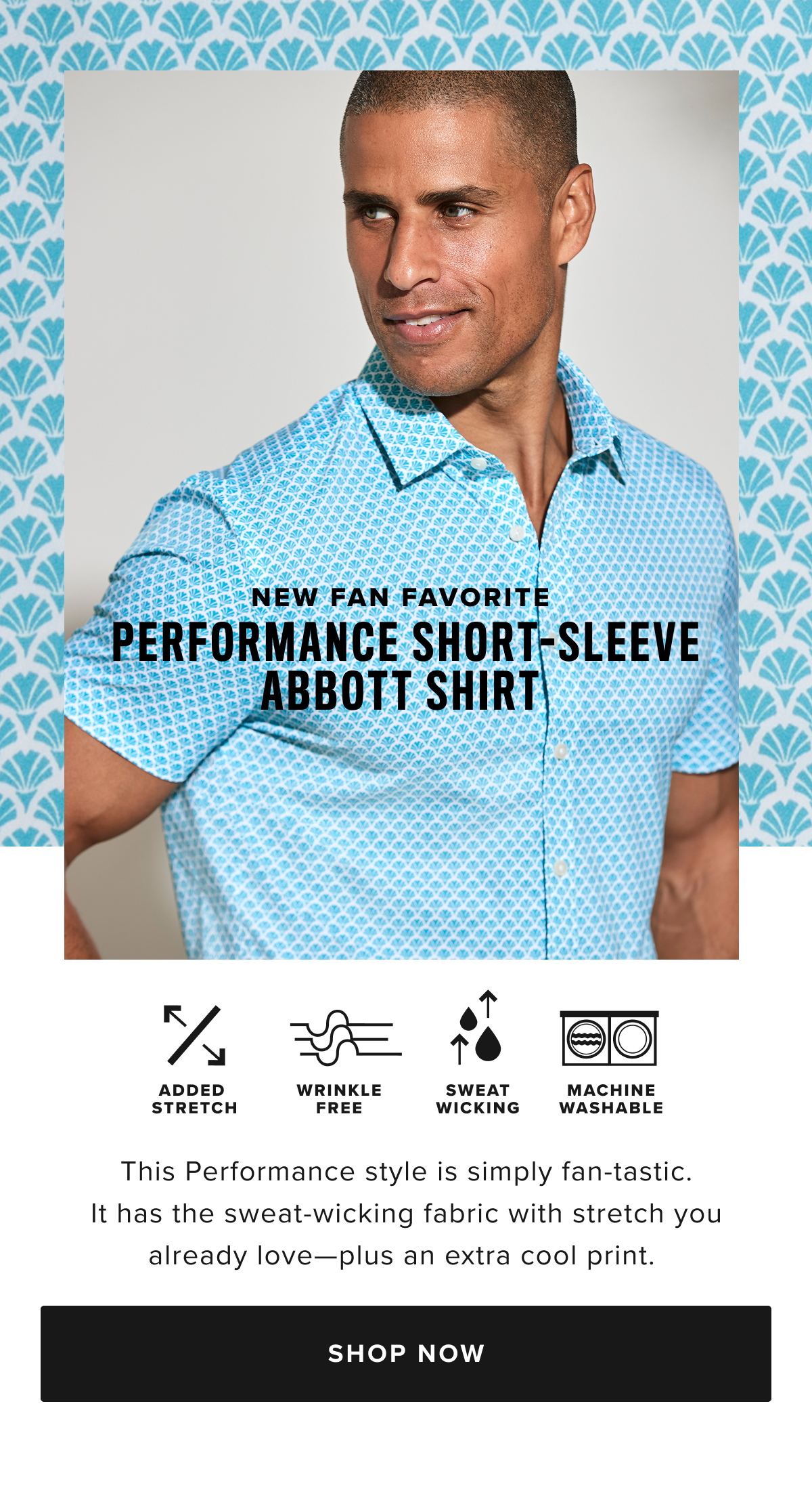 There's a new fan favorite in town! Checkout out the Performance Short-Sleeve Abbot Shirt. Like all Performance shirts it'll keep you cool and dry in the summer, while embracing summer-ready patterns