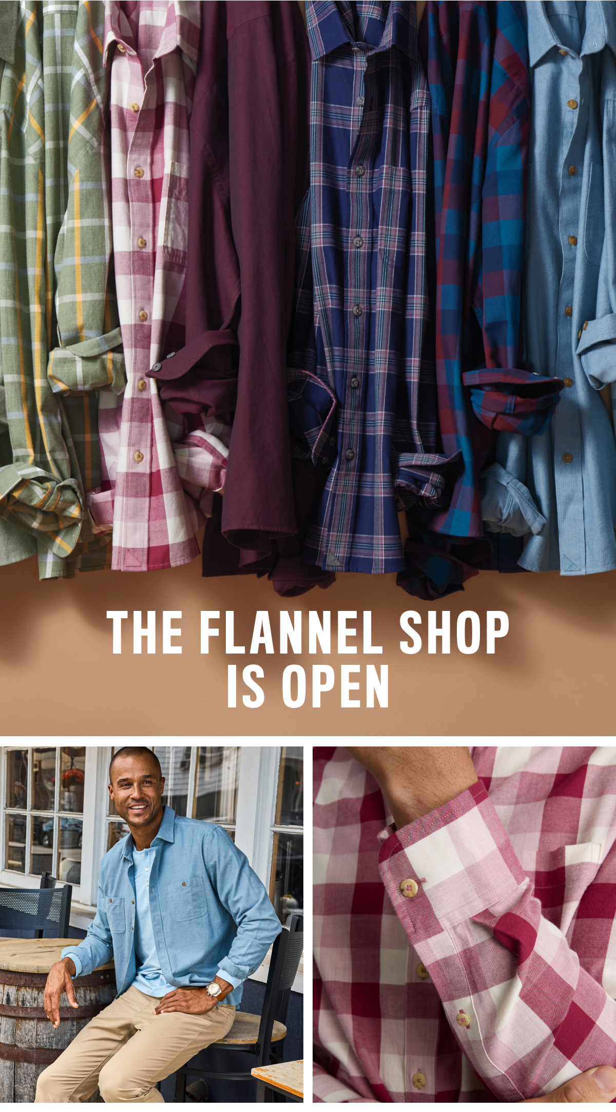 Finally it's flannel season! It's time to break out fall's favorite shirts. We make ours with extra fine brushed cotton that's not too thick, so you can wear them casually with a Henley or more dressed up under a sport coat.