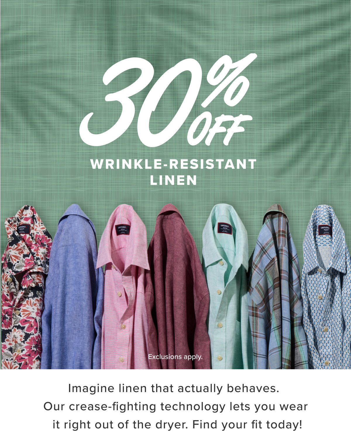 30% Off Wrinkle-Resistant Linen
