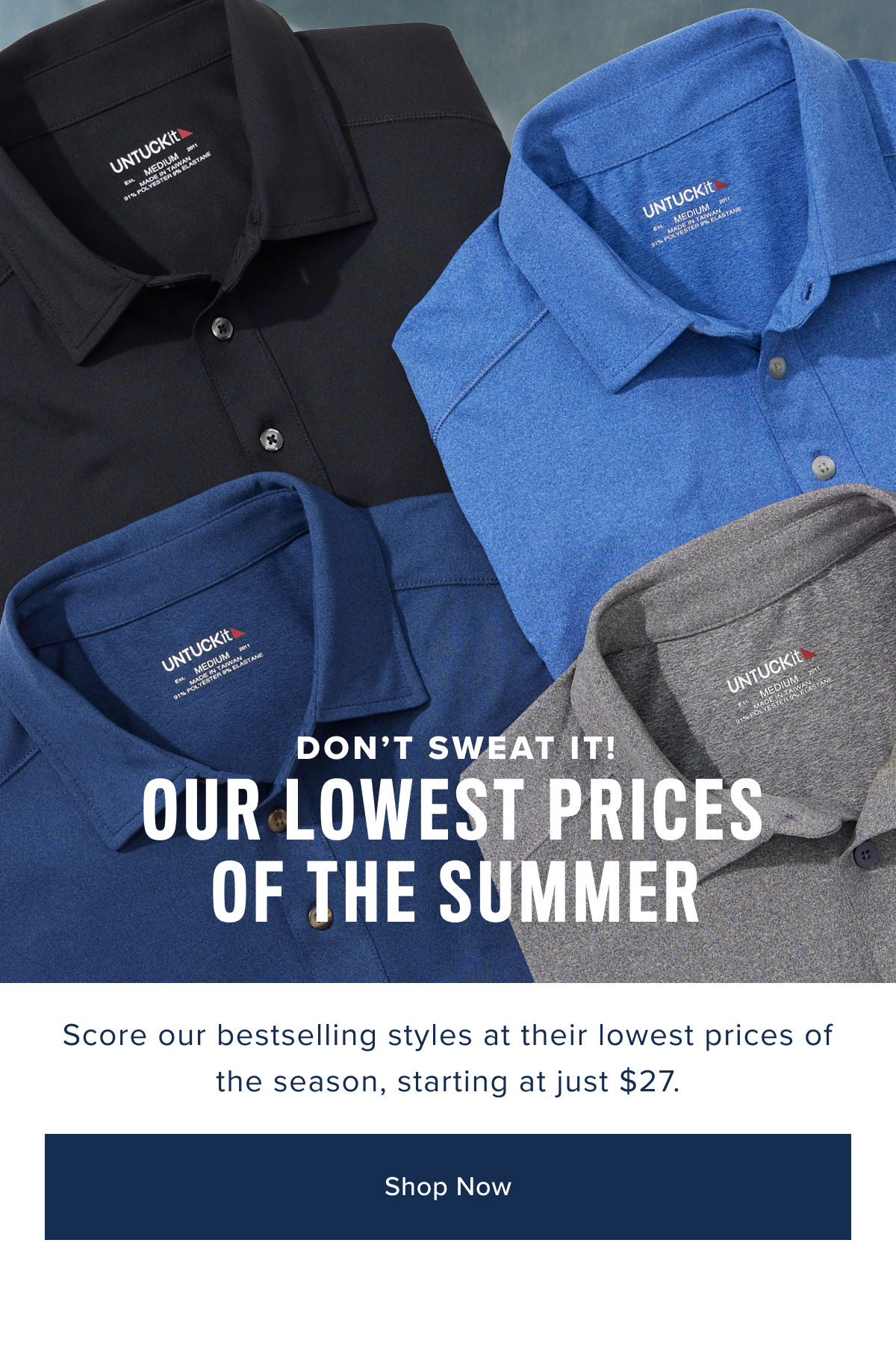 Collection of Untuckit Polos in various colors Collection of Untuckit Polos in various colors