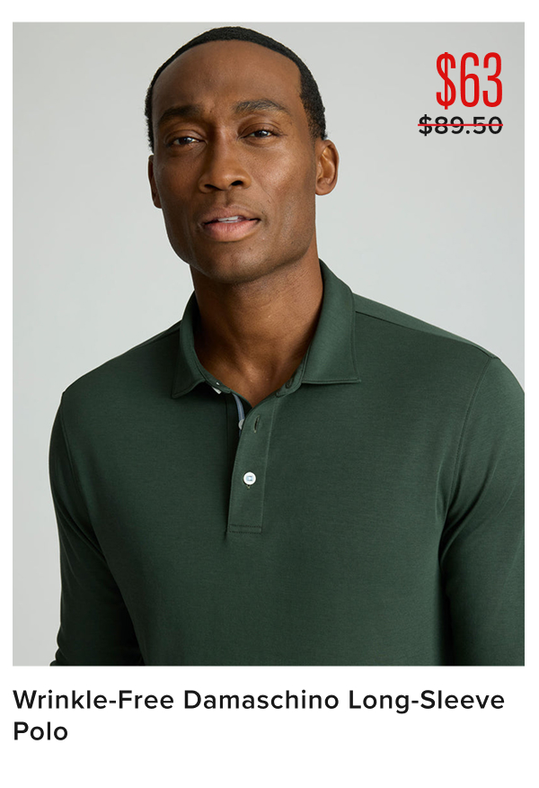$63 Wrinkle-Free Damaschino Long-Sleeve Polos
