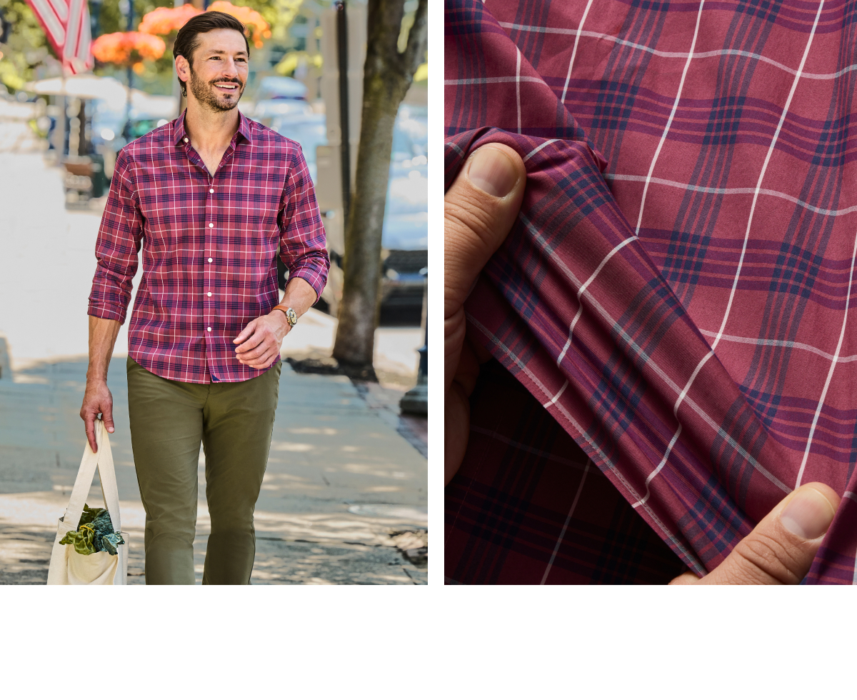 Never break a sweat with breathable cotton plus sweat-wicking technology and all-day cooling—not to mention the perfect untucked length.