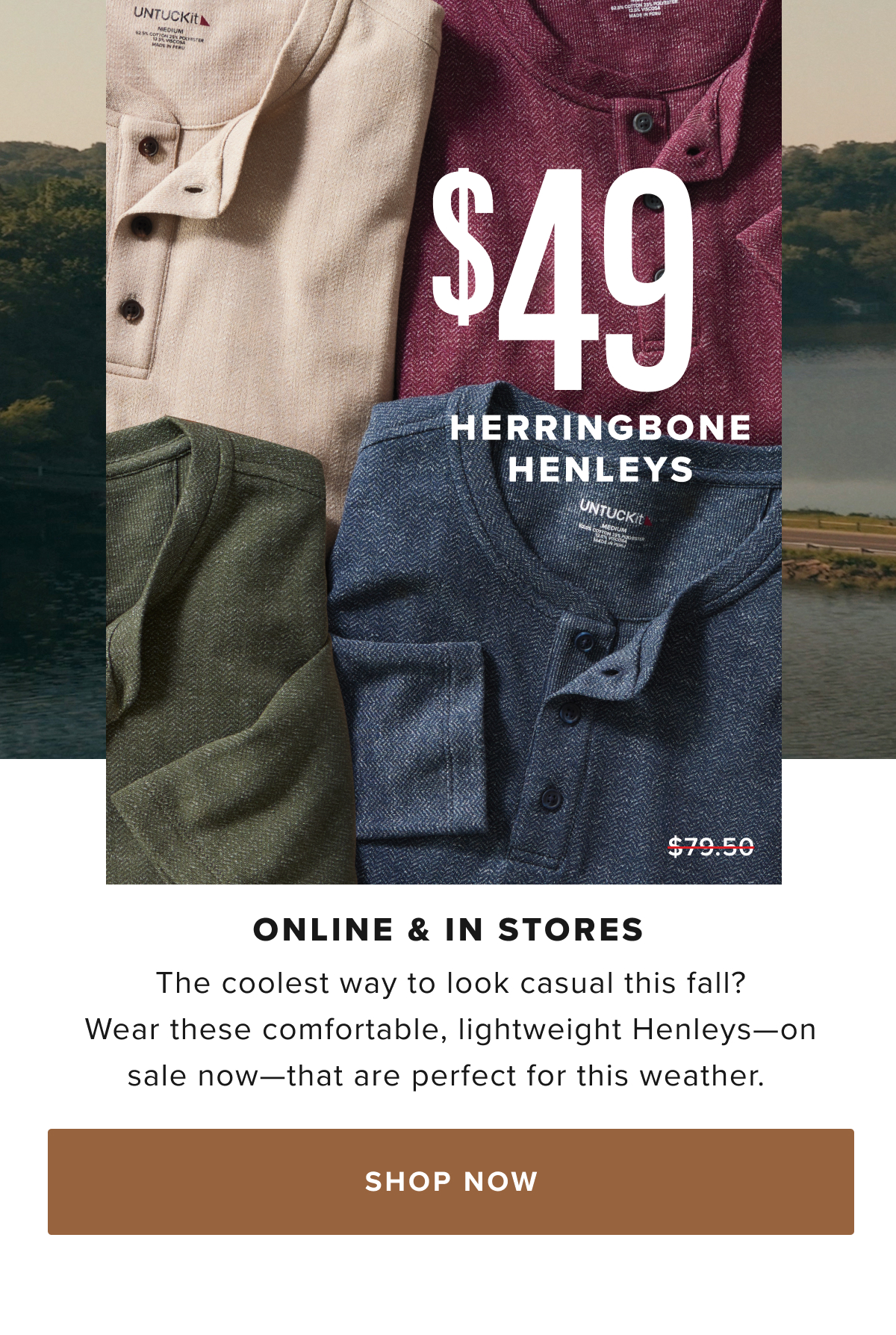 $49 Herringbone Henleys $49 Herringbone Henleys