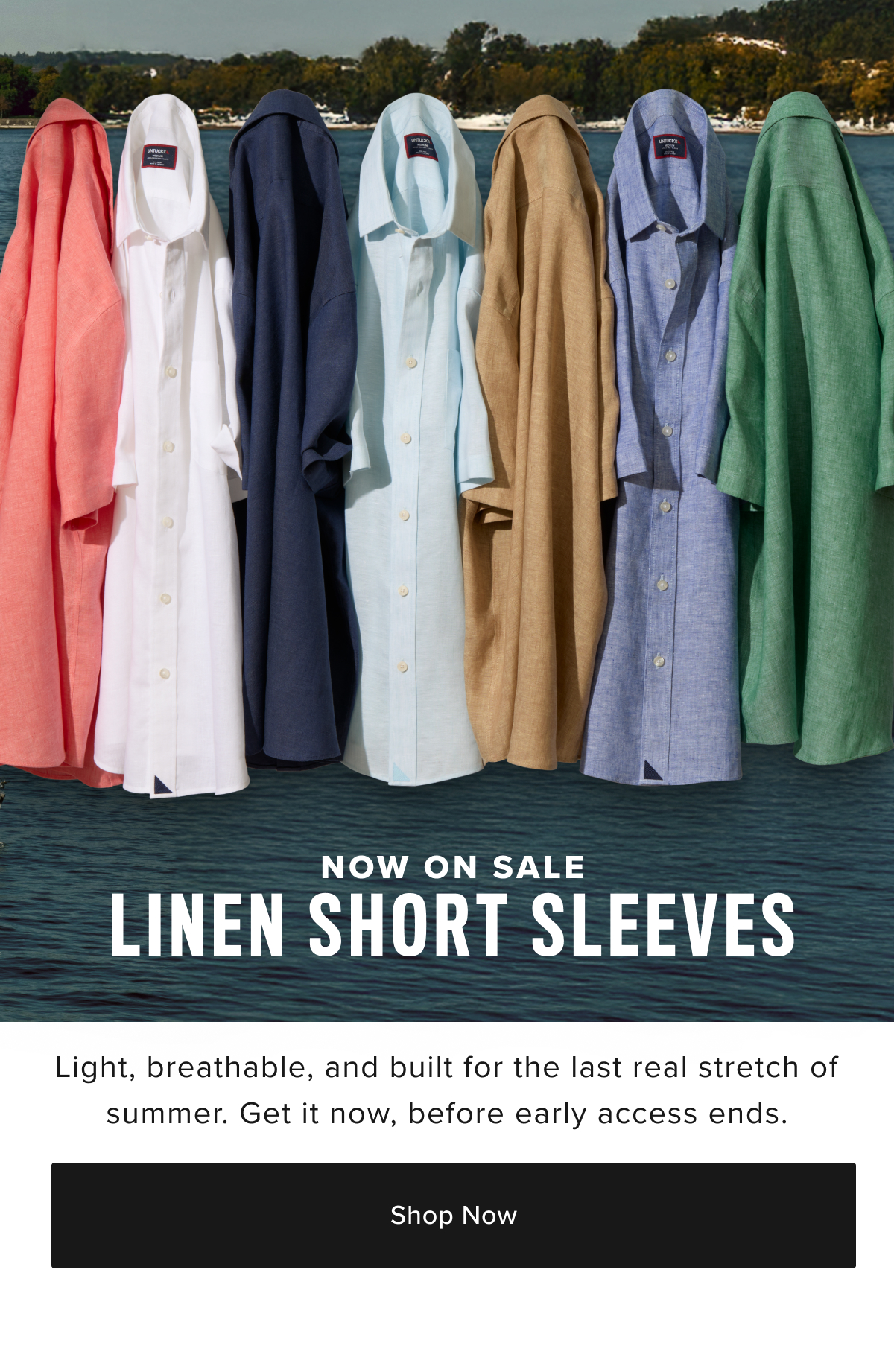 Collection of Linen shirts in various colors. 