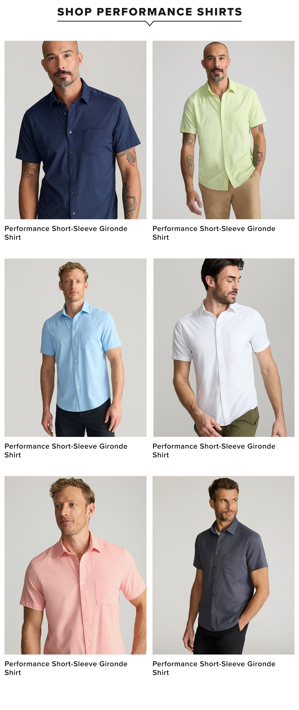 Performance Short-Sleeve Gironde in multiple colors. 