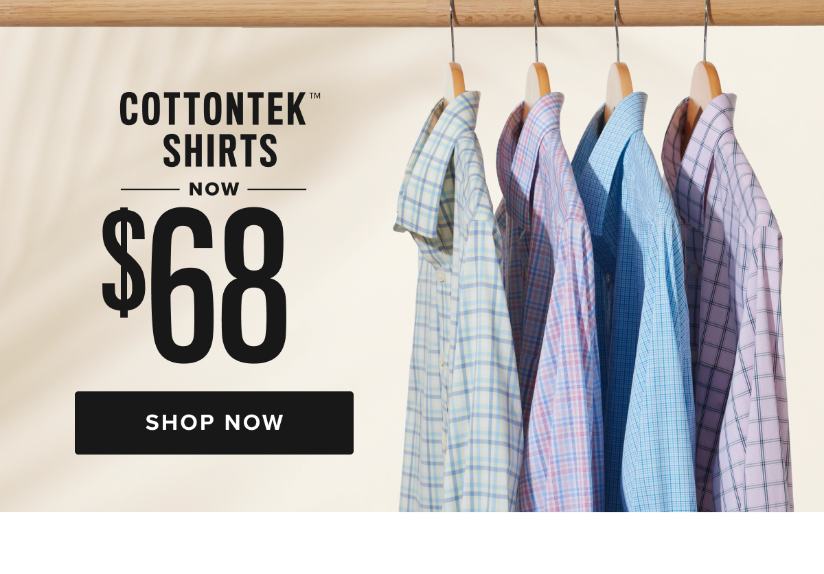 Finally, a shirt that combines the crisp feel of Wrinkle-Free cotton with the power of Performance. It’s the best of both worlds—breathable, stretchy, and sweat-wicking, all while keeping that polished look you love. Even better? It’s machine washable, so you can skip the dry cleaner. We designed this classic windowpane pattern to easily pair with a sharp Italian sport coat or stand out on its own. And to top it off, we infused it with BRRR° micro-mineral cooling technology to keep you comfortable all day long.  Now $68