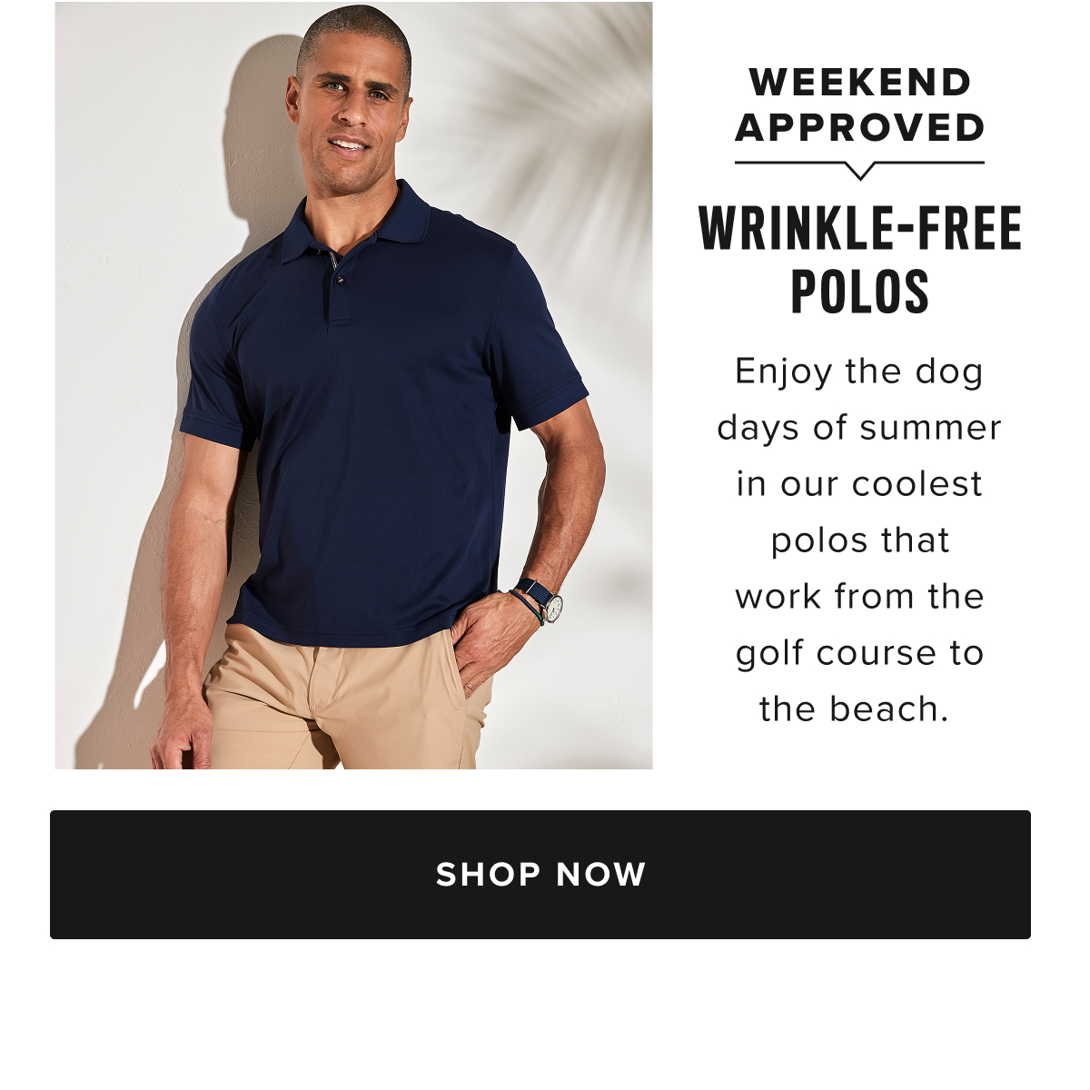 Say goodbye to ironing with UNTUCKit’s Wrinkle-Free Collection, designed for the man who values both style and convenience. Our wrinkle-free button-down shirts and polos are crafted to keep you looking sharp all day long, with fabrics that resist creasing and stay crisp throughout your busy schedule. Whether you’re working in the office, traveling, or enjoying a casual weekend, these shirts ensure you look polished without the hassle of an iron.  Our collection includes a range of long-sleeve and short-sleeve Wrinkle-Free shirts in a variety of styles, including classic button-downs, versatile polos, and more in modern fits. Made with premium, high-quality fabrics that are machine washable, these shirts offer the perfect blend of comfort, durability, and effortless style. Pair them with chino pants and a sport coat for a refined outfit that’s ready for any occasion.  The UNTUCKit Wrinkle-Free shirts are not just easy to care for—they’re designed to keep you looking fresh and put-together, no matter where the day takes you. With our wrinkle-free technology, these shirts stay smooth, even after long hours of wear or packing in your suitcase. Our collection offers both timeless and contemporary designs, with a variety of colors and patterns to suit your personal style.  Browse our bestselling Wrinkle-Free button-downs, polos, and shirts today, available online or at your local UNTUCKit store. Embrace the convenience of Wrinkle-Free fashion and enjoy looking your best with minimal effort.
