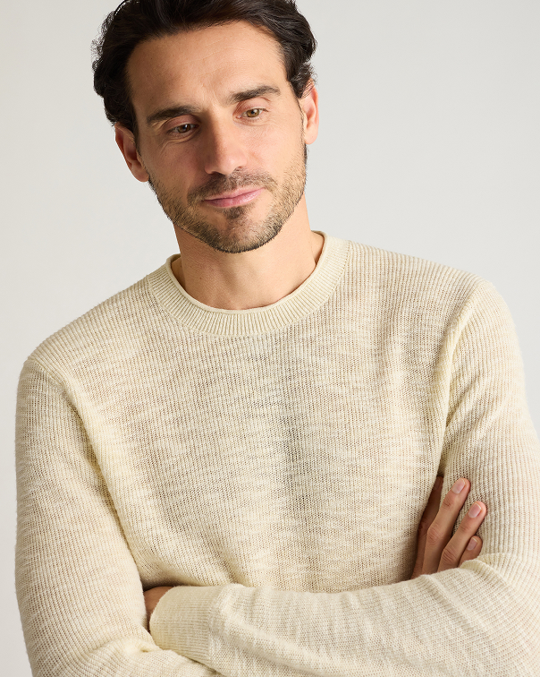 Linen Cotton Roll Neck Sweater