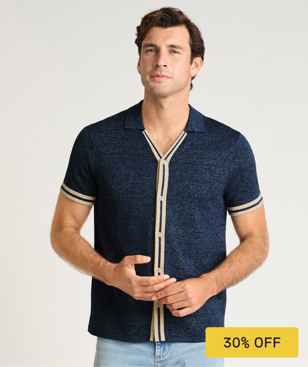 Shop Hudson Linen Cotton Cabana Sweater Polo