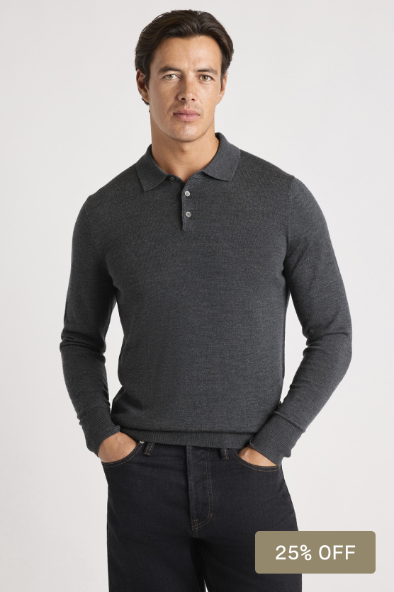 Merino Long Sleeve Sweater Polo