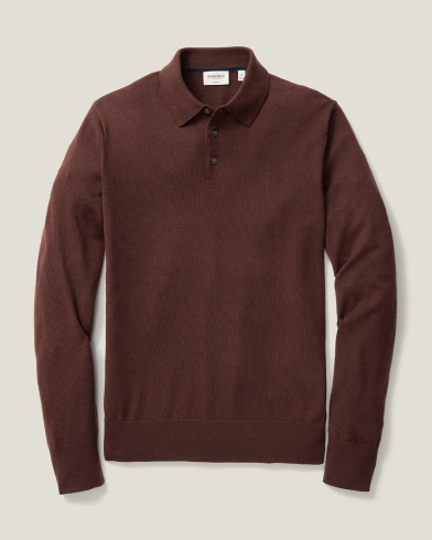 Washable Merino Long Sleeve Sweater Polo