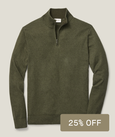 Washable Cotton Cashmere Quarter Zip