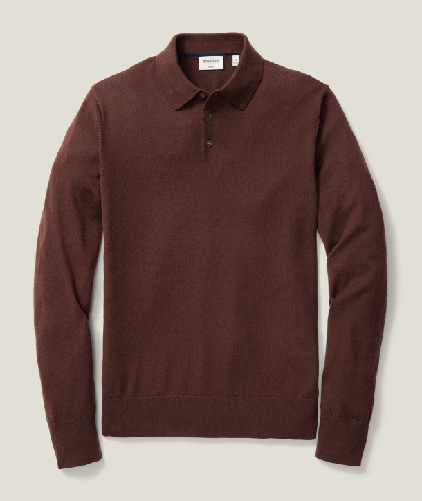 Washable Merino Long Sleeve Sweater Polo