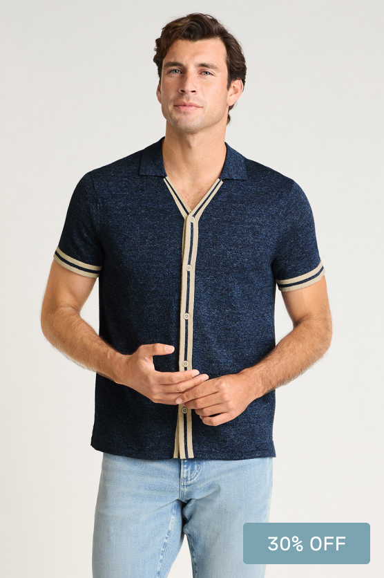 Shop Hudson Linen Cotton Cabana Sweater Polo