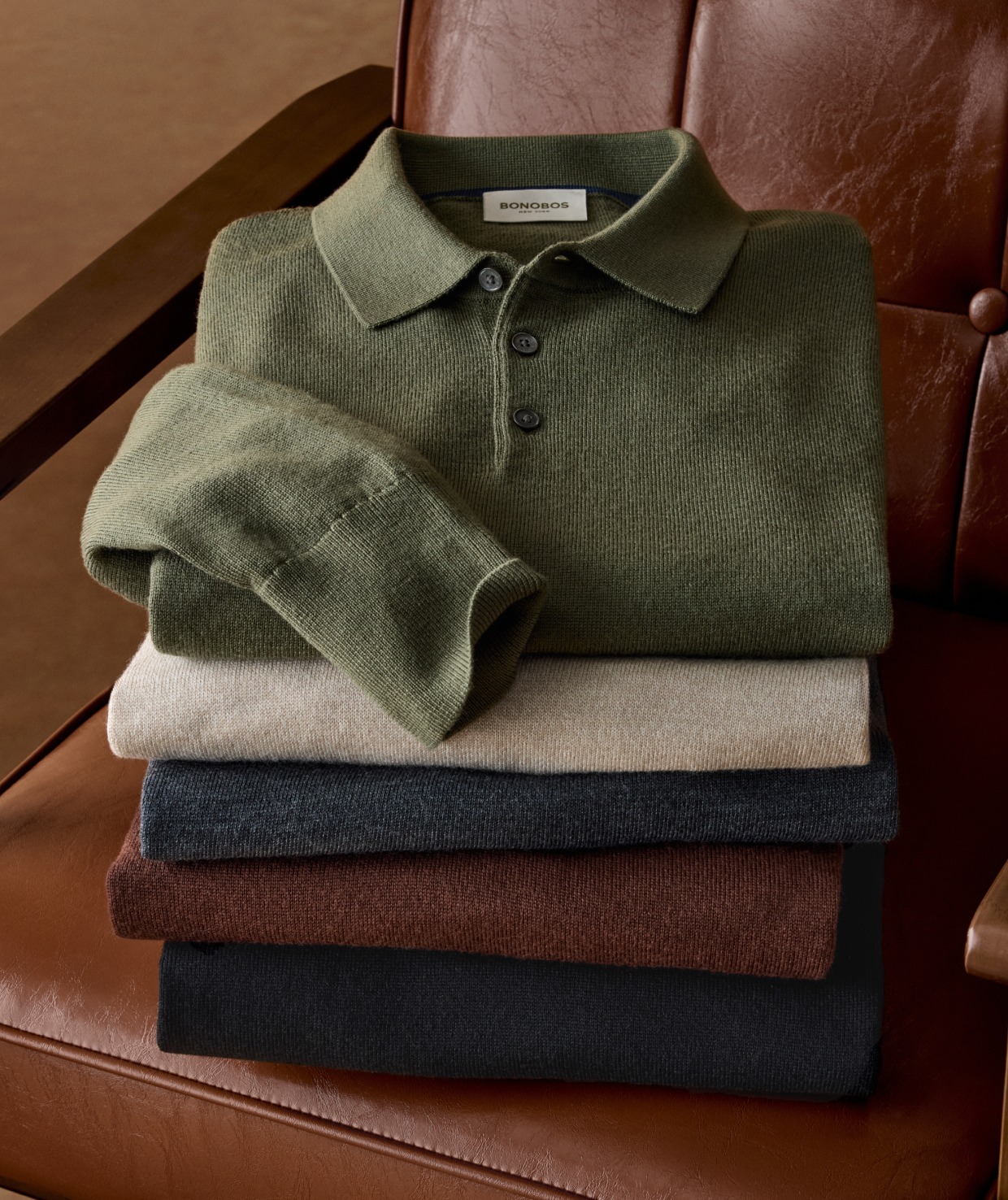 Merino Long Sleeve Sweater Polo