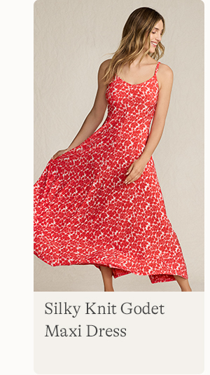 Shop Women's Silky Knit Godet Maxi Dress