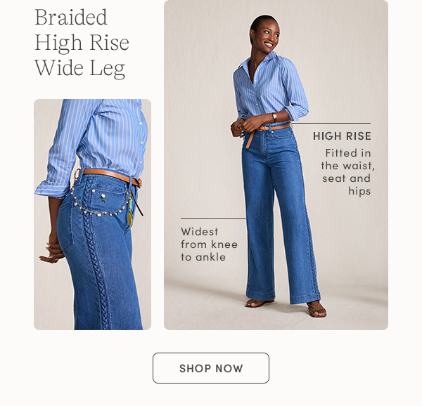 Shop Women's Soft Denim High Rise Wide Leg Braided Jeans