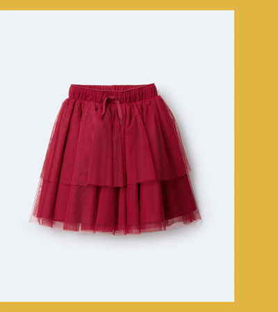 Red Toddler Gril Twirl Tiered Midi Tulle