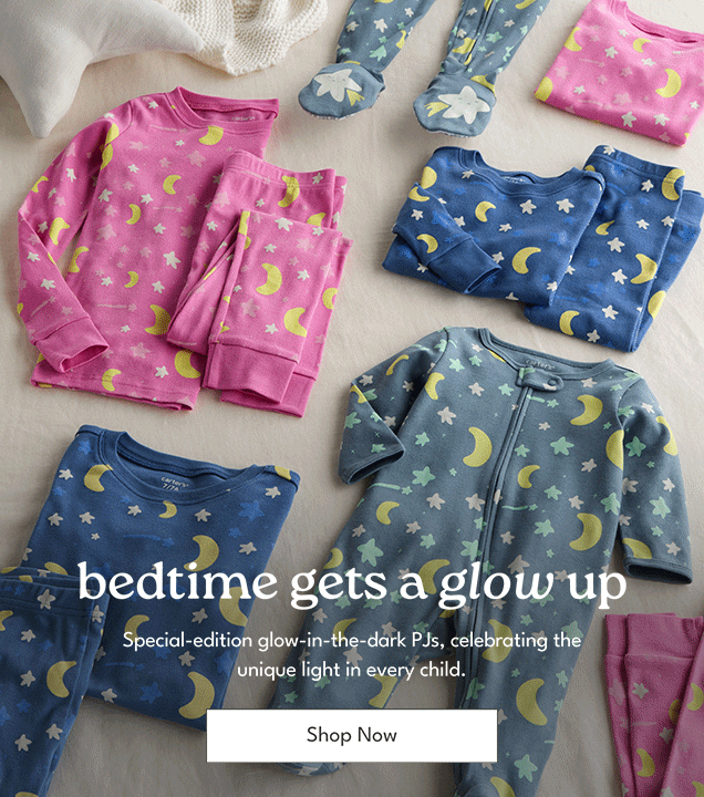 Bedtime gets a glow up | Special-edition glow-in-the-dark PJs, celebrating the unique light in every child | Shop Now
