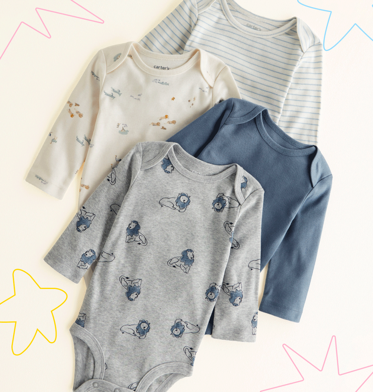 OUR BESTSELLING BODYSUIT | The foundation of every baby wardrobe-strong snaps, overlap shoulders & more fuss-free features. | Shop from $5