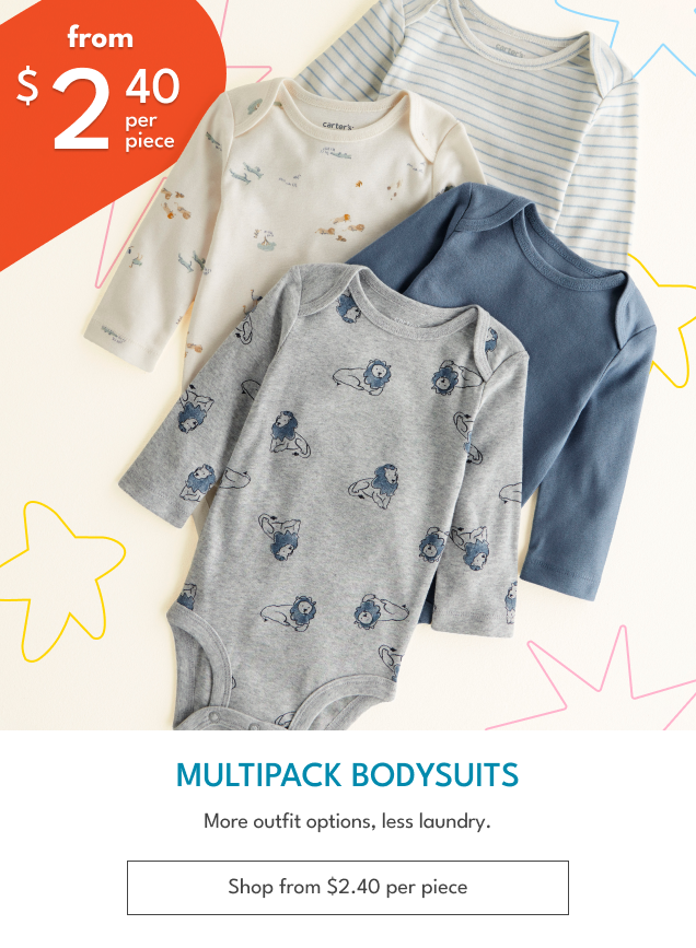 from $240 per piece | MULTIPACK BODYSUITS | More outfit options, less laundry. | Shop from $2.40 per piece