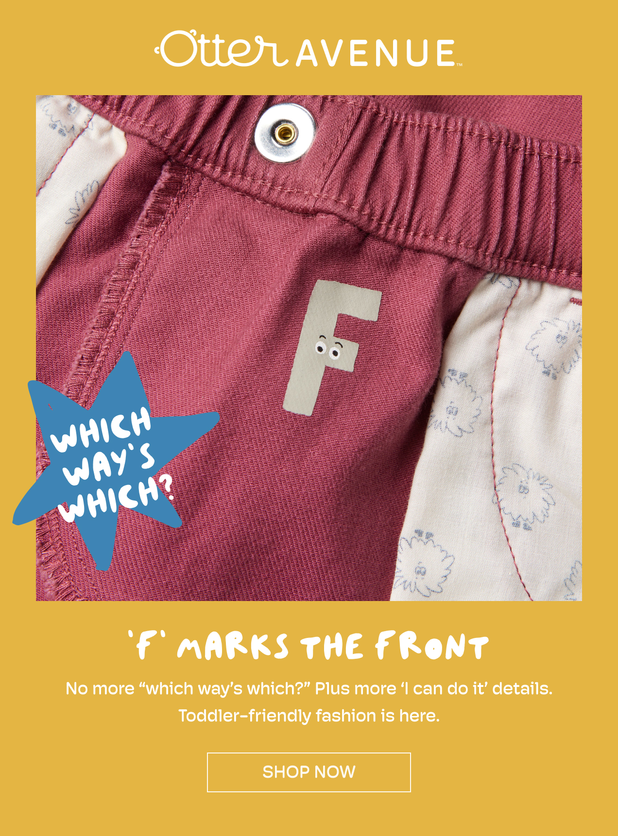 which way's which | 'F' marks the front | no more 