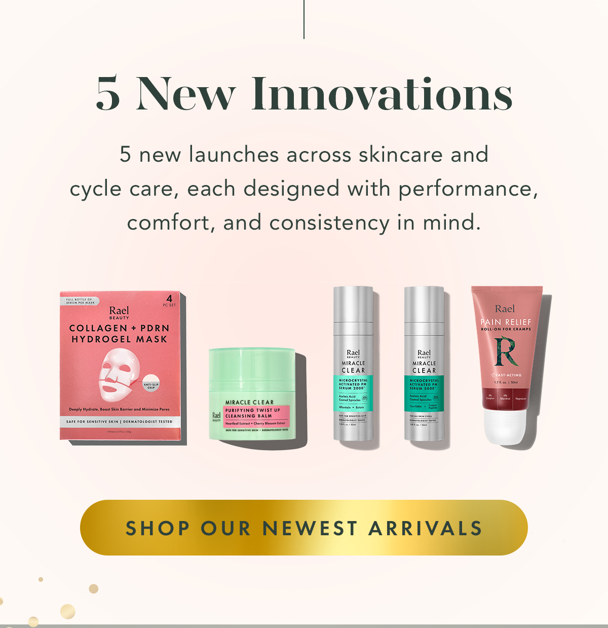 5 New Innovations. This year, we developed five new products focused on performance, comfort, and consistency across skincare and cycle care. Shop Our Newest Arrivals