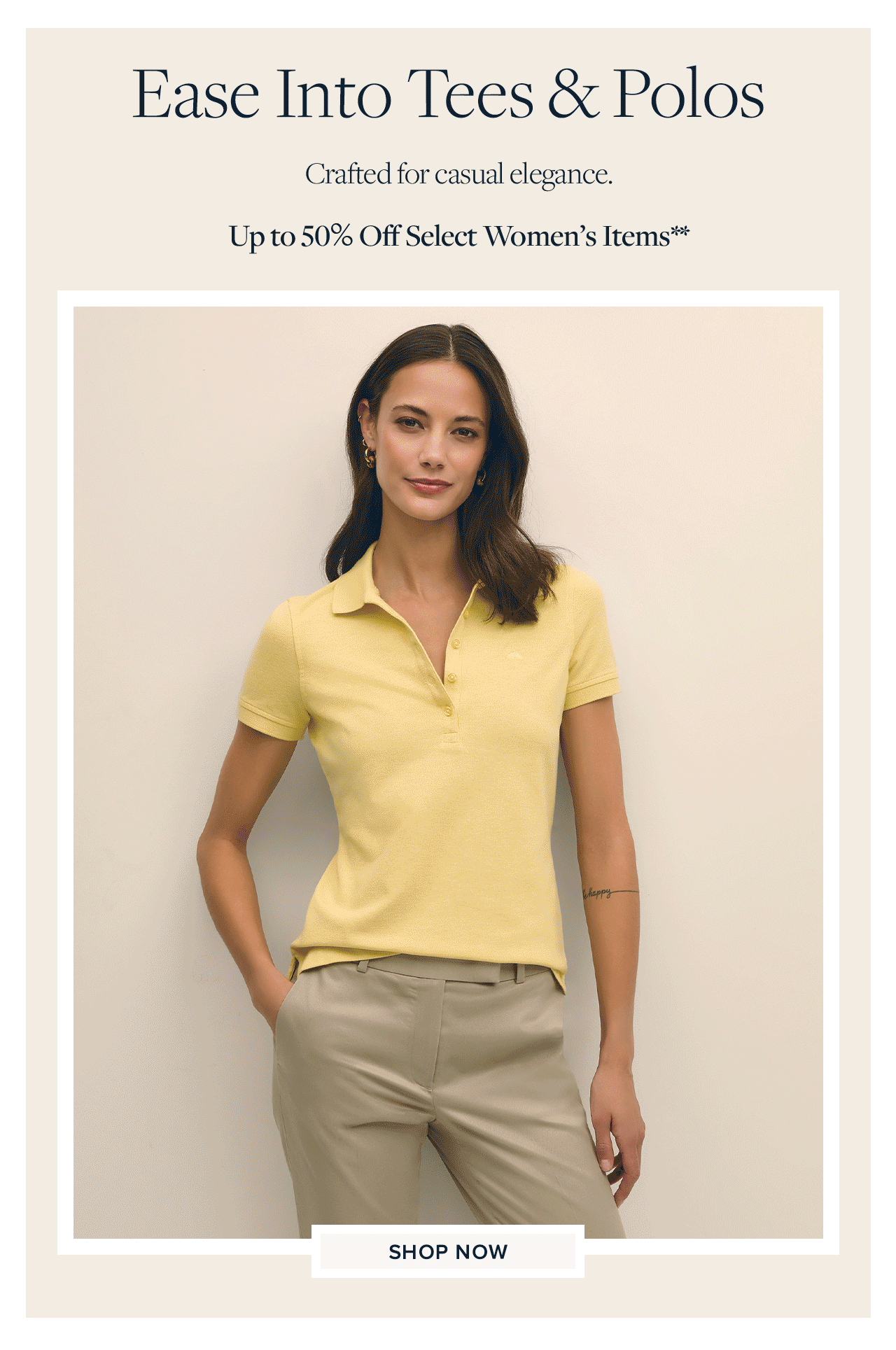 Ease into Tees and Polos. Up to 50% Off select women's Items **. Shop women's tees and polos now. 