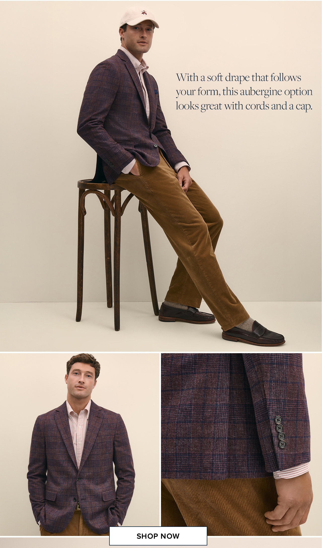 What a soft drape that follows your form, this aubergine option looks great with cords and a cap. | Shop Now What a soft drape that follows your form, this aubergine option looks great with cords and a cap. | Shop Now