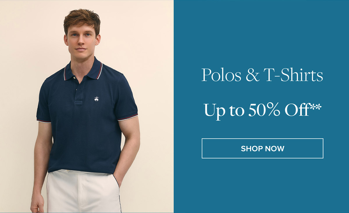 Shop polos & t-shirts up to 50% off**