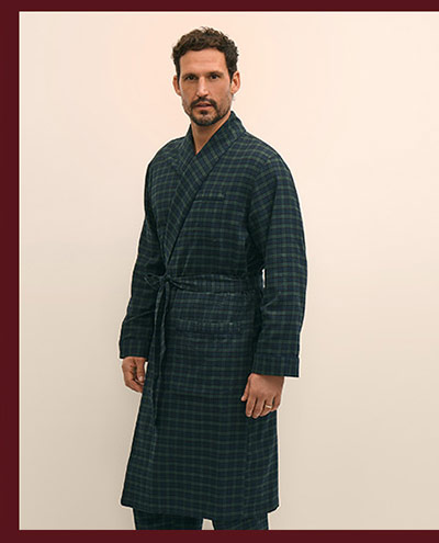 cotton flannel tartan robe