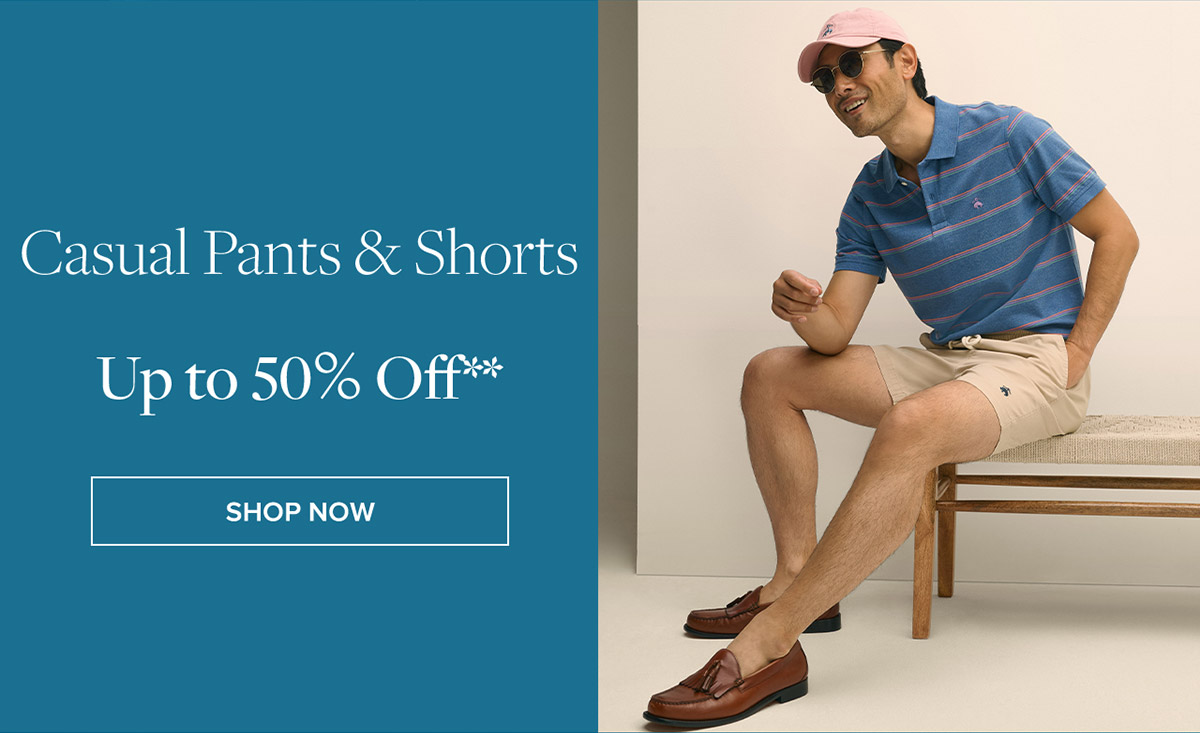 Shop casual pants & shorts up to 50% off**