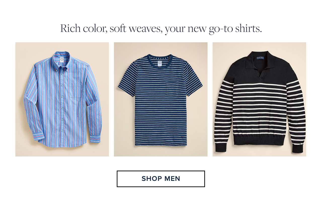 Rich color, soft weaves, your new go-to shirts. Shop Men