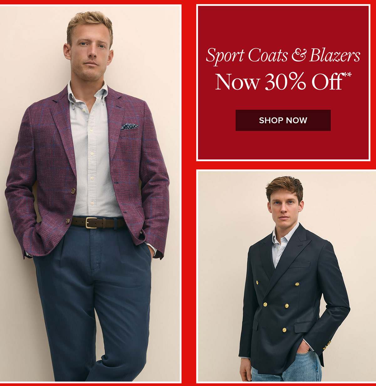 Shop Sport Coats & Blazers Now 30% off**