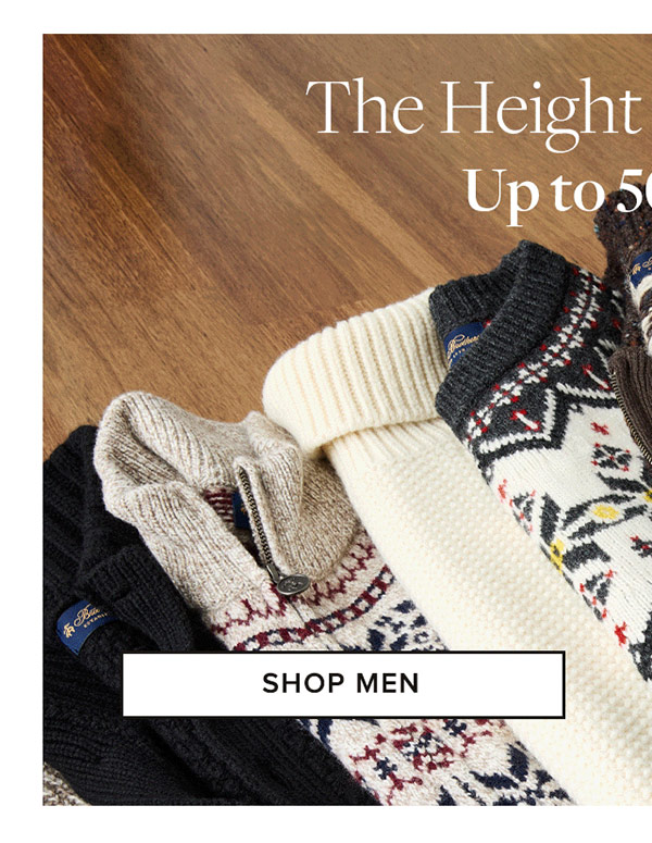 The height of sweaters up to 50% off. Shop Men