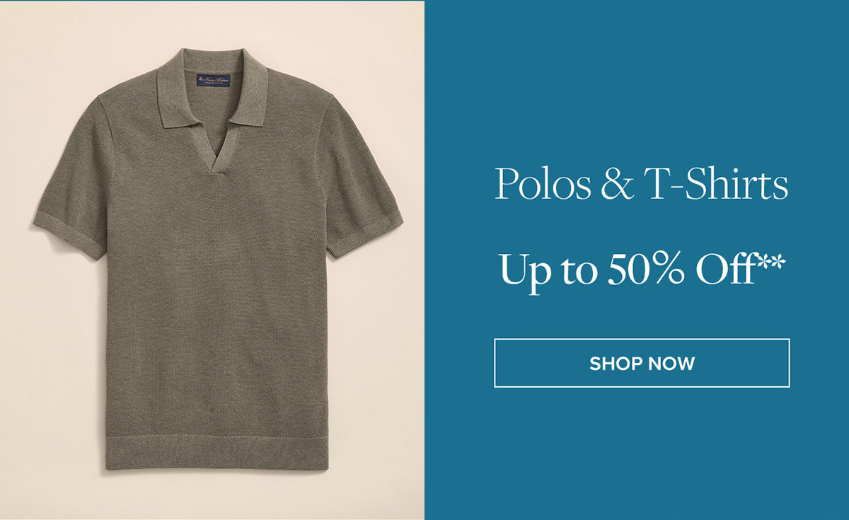 Shop polos & t-shirts up to 50% off**