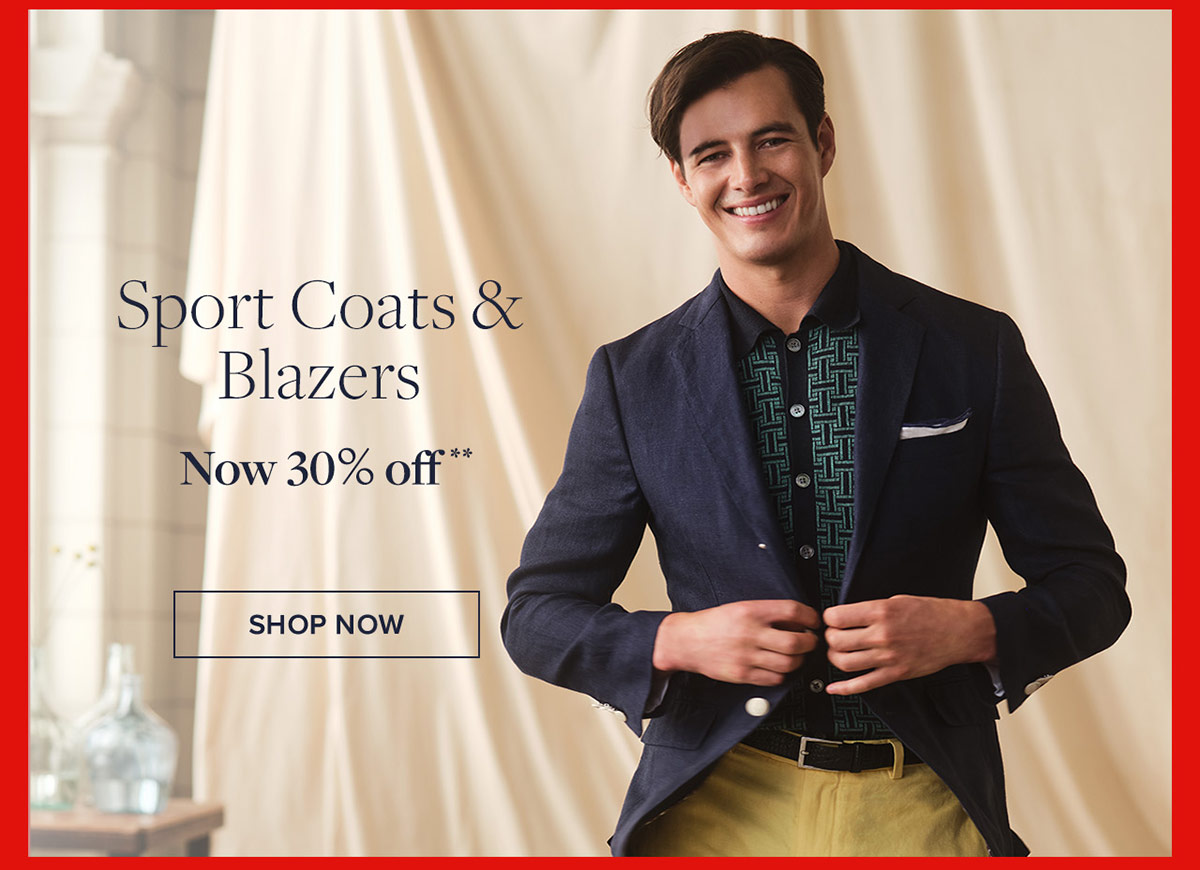 Shop Sport Coats & Blazers Now 30% off**