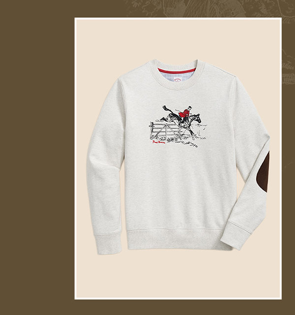 Shop French Terry Embroidered Horse Motif Sweatshirt