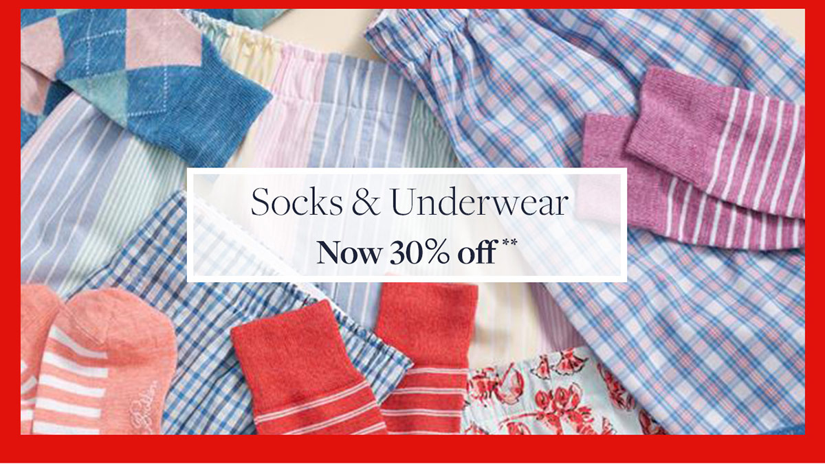 Shop Socks & Underwear now 30% off**