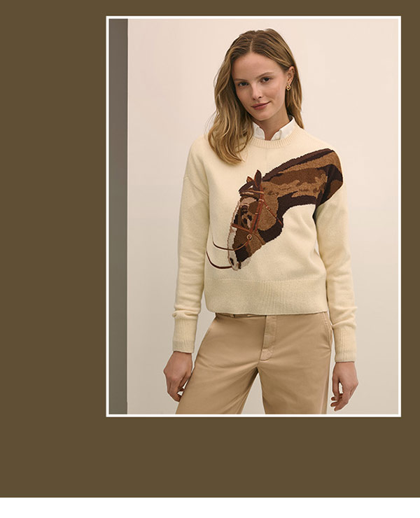 Shop Merino Wool Horse Intarsia Sweater