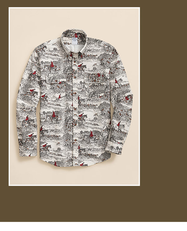 Shop Cotton Flannel Archive Equestrian Print Sport Shirt