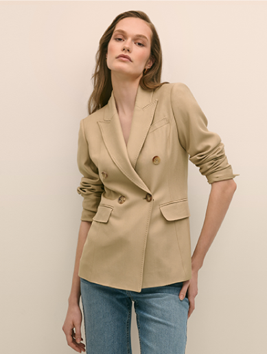 Shop Wool-Blend Peak Lapel Double-Breasted Jacket