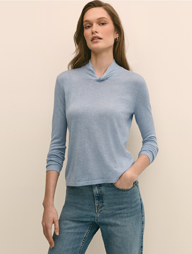 Shop Silk Cashmere Twist Neck Sweater