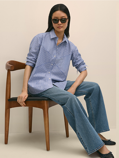 Shop Cotton Poplin Contrast-Stripe Relaxed Shirt