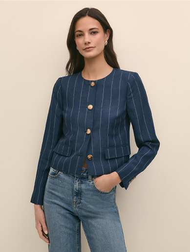 Shop Linen-Blend Stripe Jacket