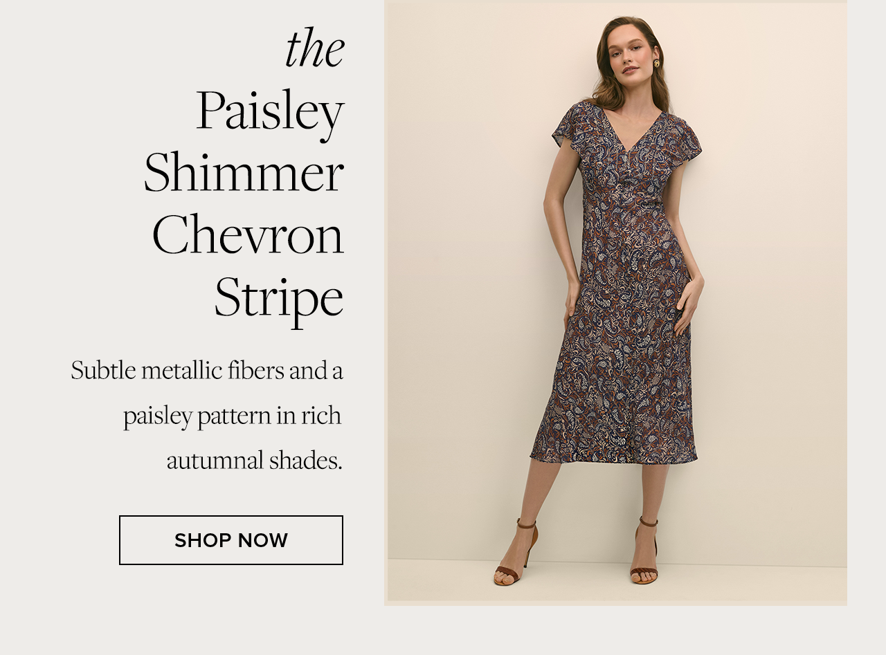 Shop the paisley shimmer chevron stripe dress