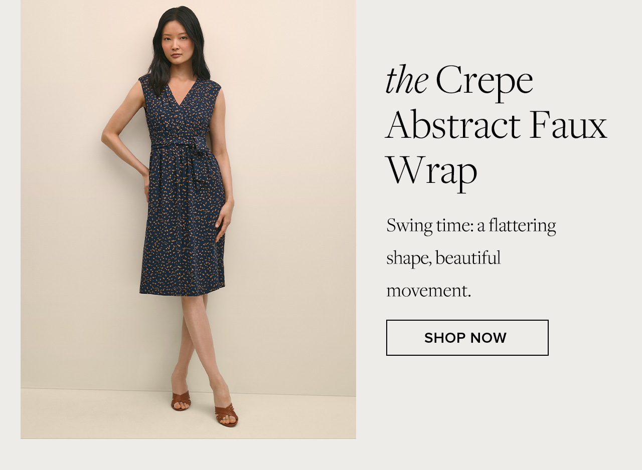 Shop the crepe abstract faux wrap dress 