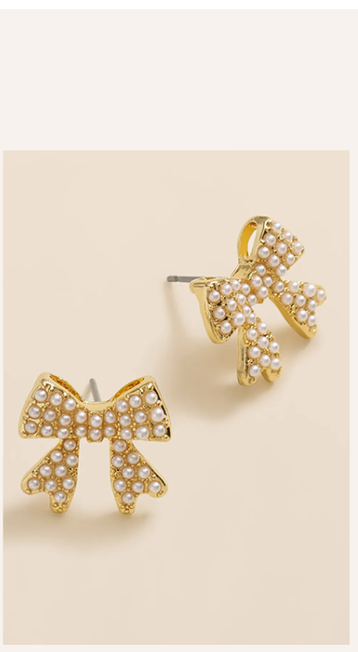 Shop Faux-Pearl Bow Stud Earrings